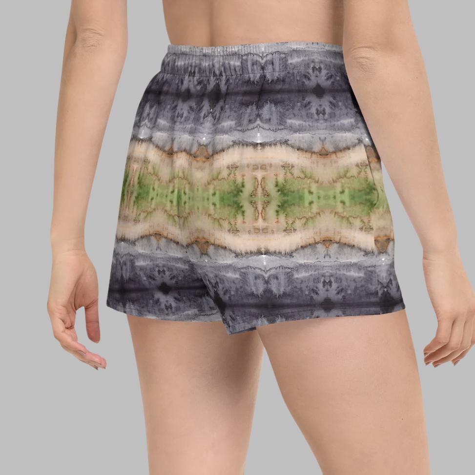 Green Moss Black Sand Women’s Athletic Shorts