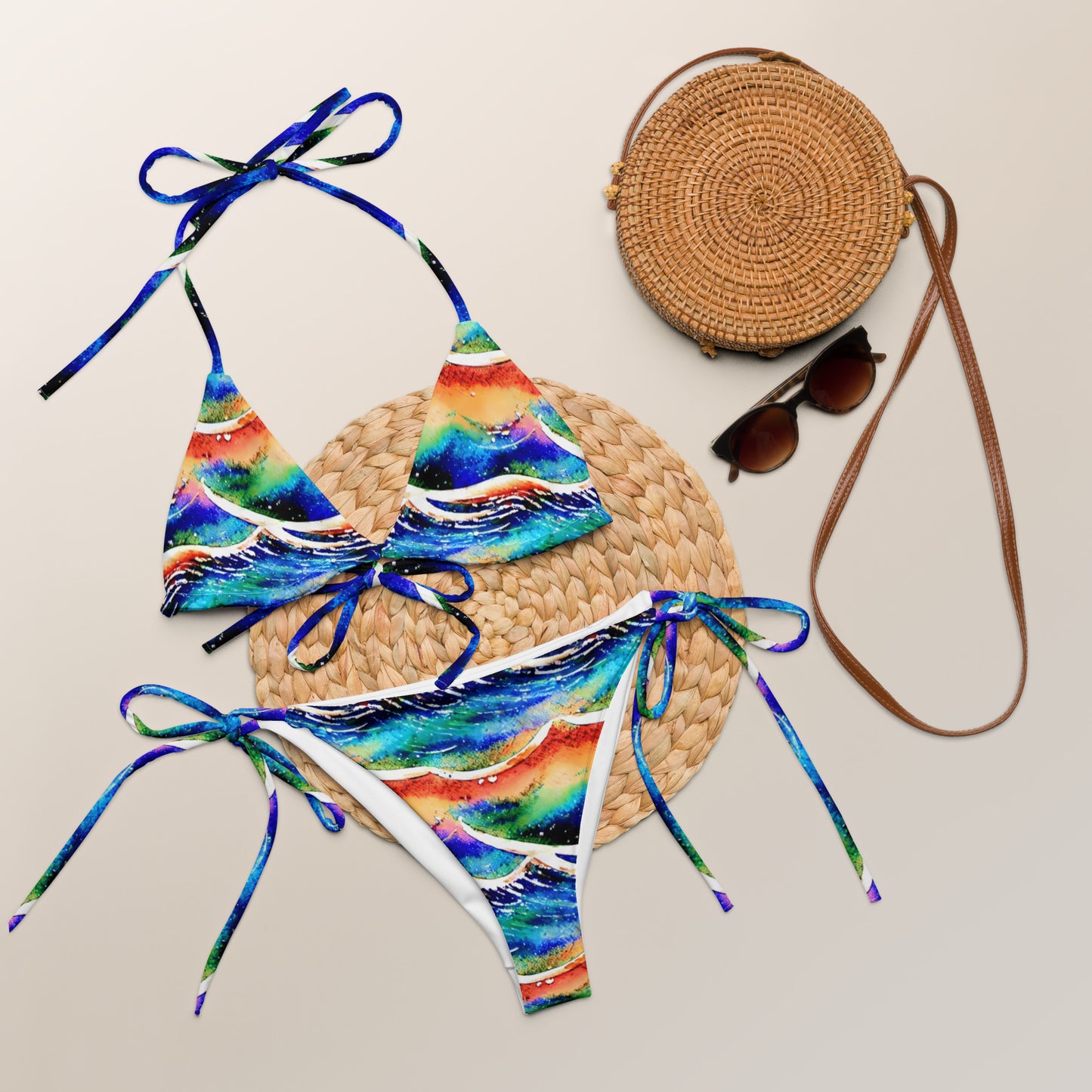 Rainbow Wave Reflections String Bikini