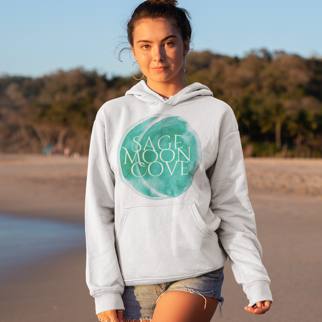 Sage Moon Cove Logo Hoodie Sweatshirt (Teal Green Logo)