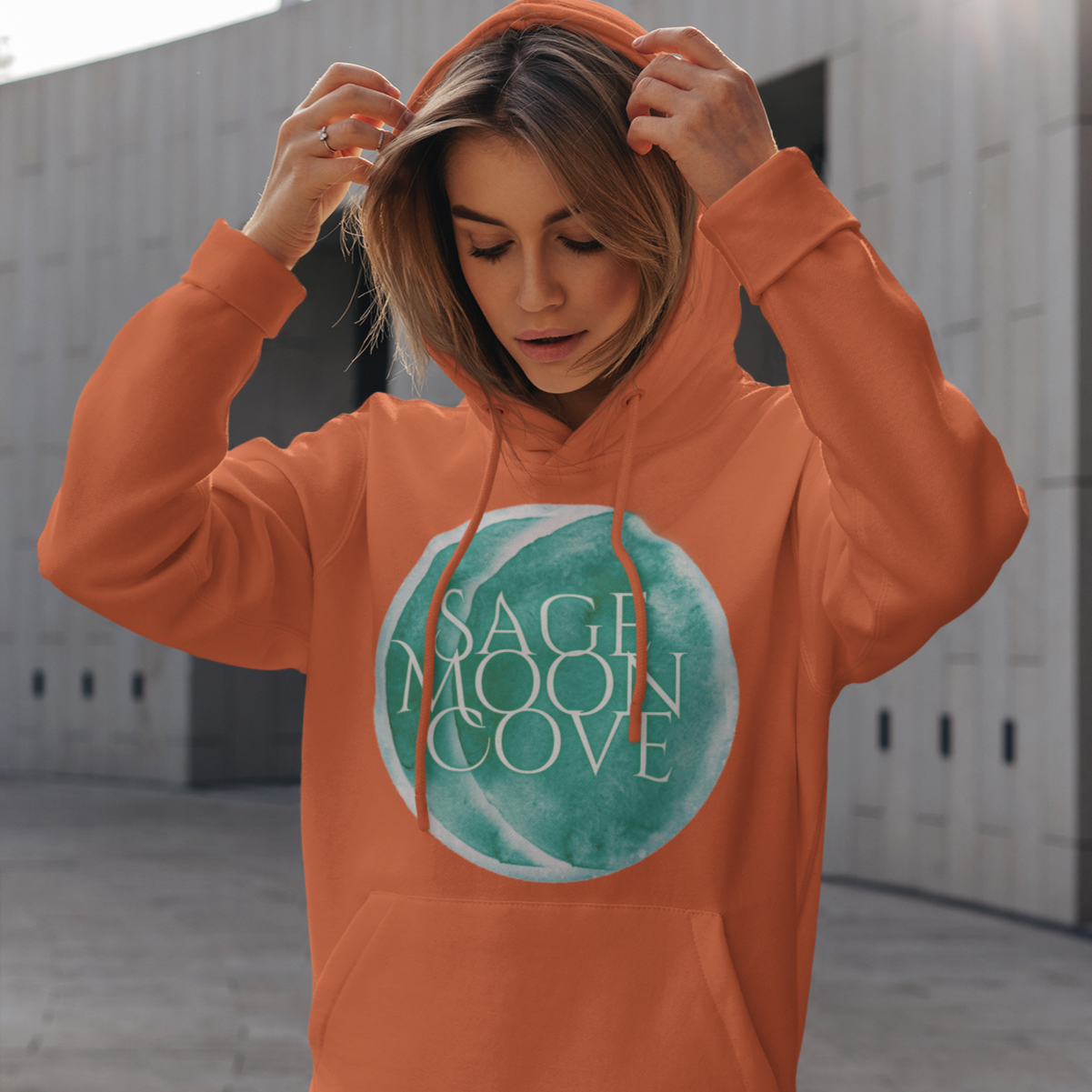 Sage Moon Cove Logo Hoodie Sweatshirt (Teal Green Logo)