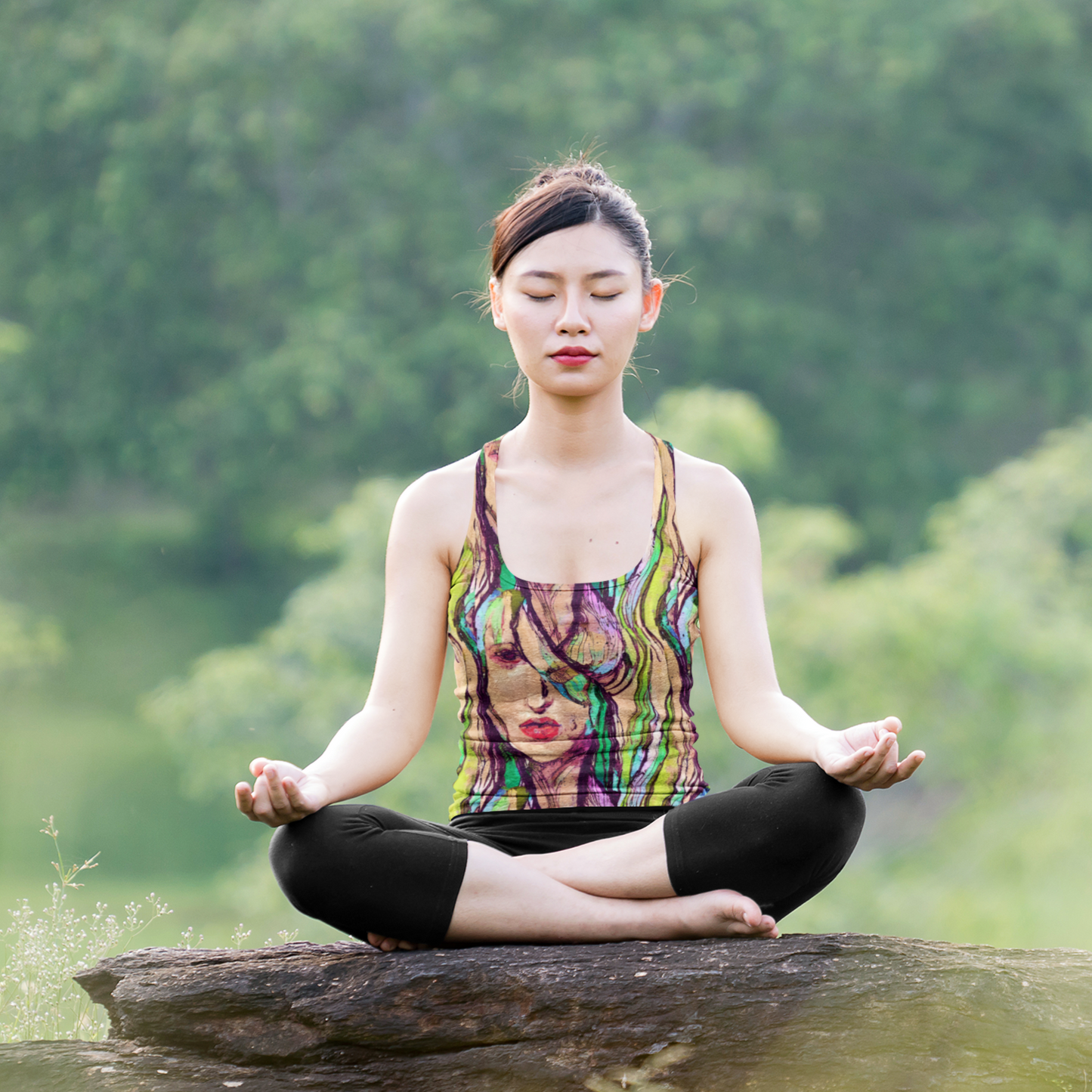 Purple Green Boho Goddess Tank Top