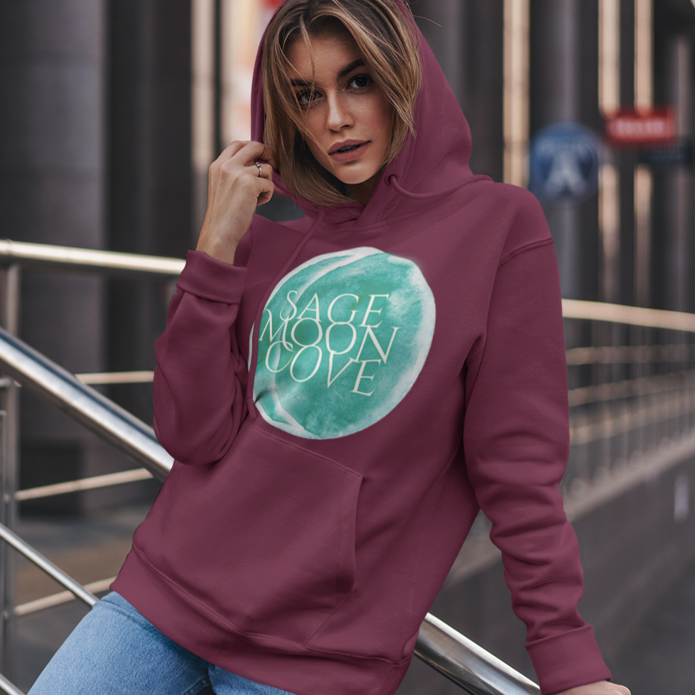 Sage Moon Cove Logo Hoodie Sweatshirt (Teal Green Logo)