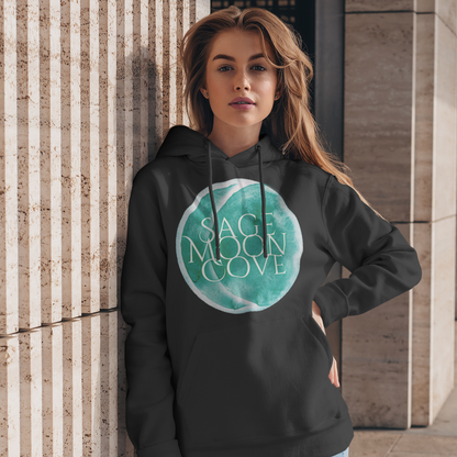 Sage Moon Cove Logo Hoodie Sweatshirt (Teal Green Logo)