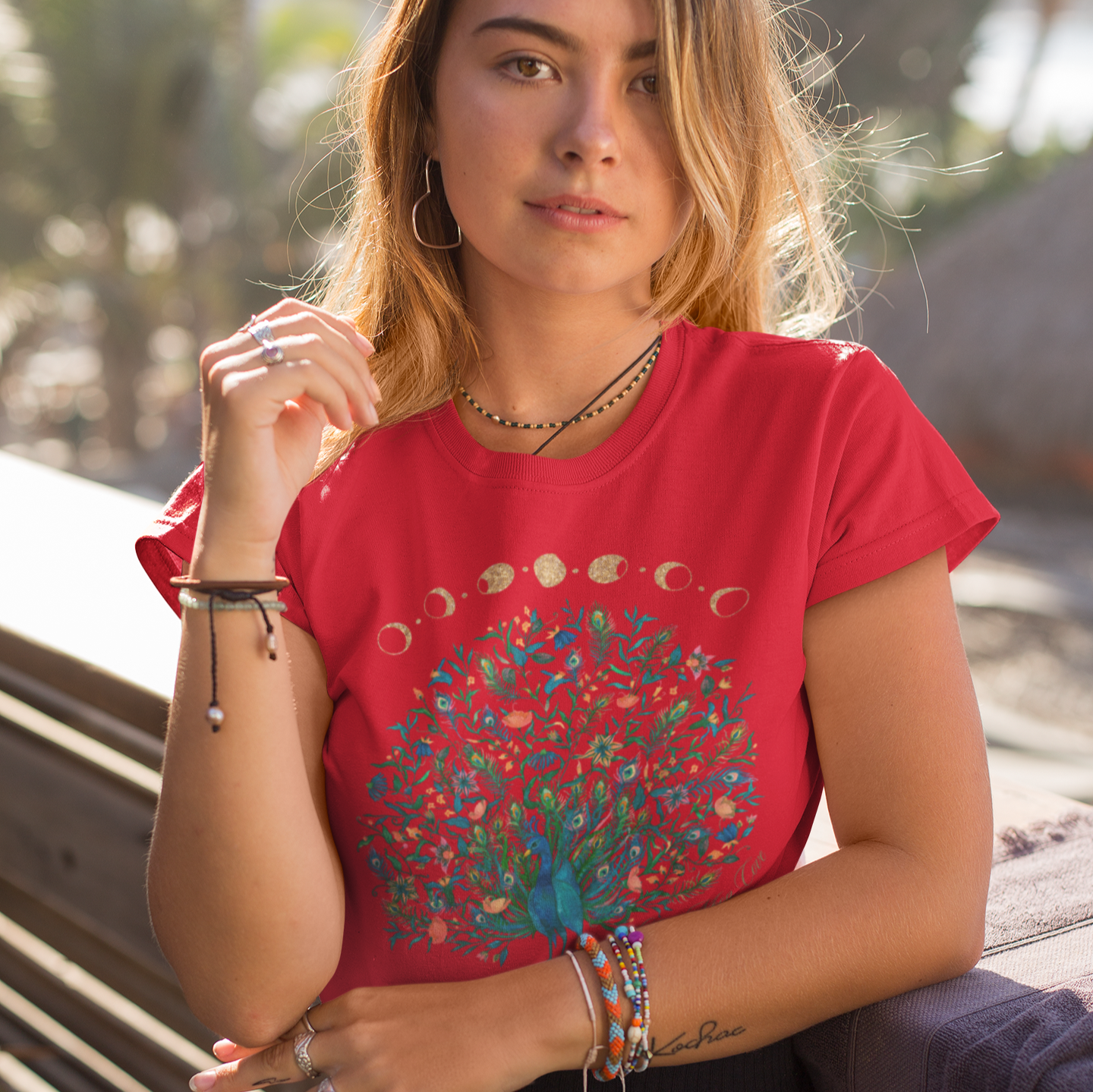 Lunar Floral Peacock Women's Short Sleeve Tee